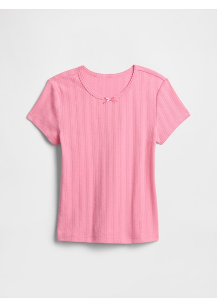 Kız Çocuk Pembe Desenli T-Shirt