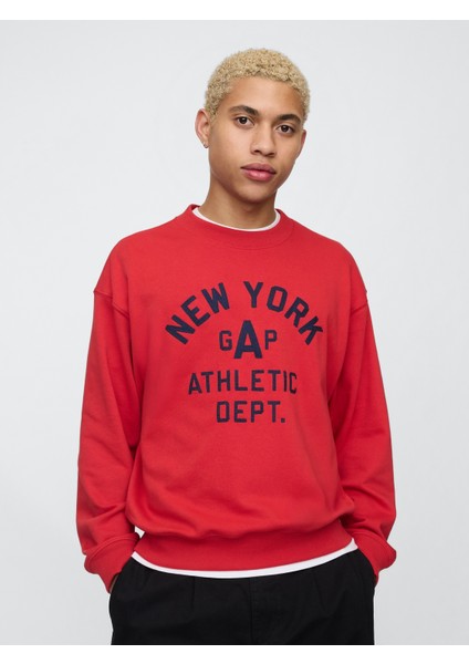 Erkek Kırmızı Vintagesoft New York Gap Logo Sweatshirt