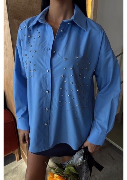 Kristal Taş Çakımlı Poplin Gömlek 3413 modelleri