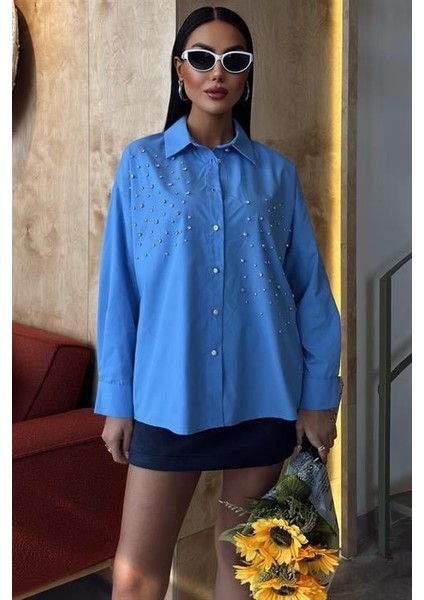 Kristal Taş Çakımlı Poplin Gömlek 3413 indirimleri