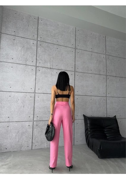 Pantolon Kapalı Cep 3 Düğme Detaylı - Pembe