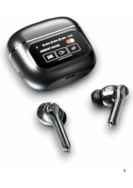Yeni Nesil Anc Özellikli Çağrı Cevaplayan Dokunmatik Ekranlı Bluetooth Kulaklık Siyah