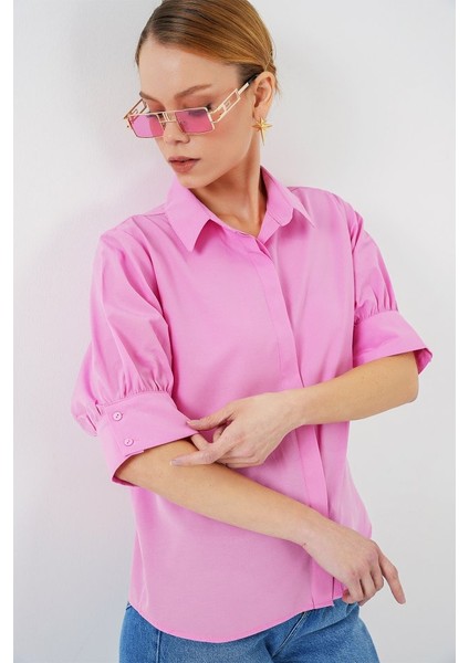 Kısa Kol Gömlek 20312 - Pembe