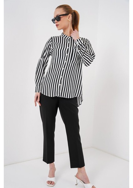 Uzun Kollu Çizgili Gömlek 20283 - Beyaz fiyatları