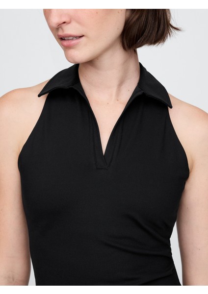 Kadın Siyah Gapfit Power Polo Yaka T-Shirt fırsatları