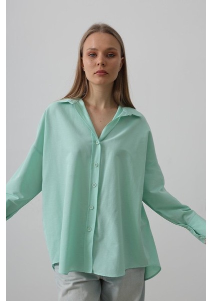 Geniş Manşet Detaylı Gömlek - Mint fiyatları