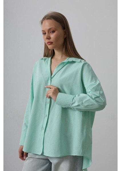 Geniş Manşet Detaylı Gömlek - Mint modelleri
