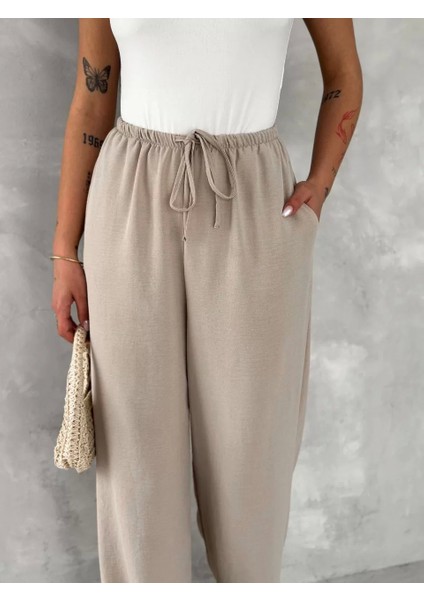 Ayrobin Oversize Kadın Pantalon - Bej