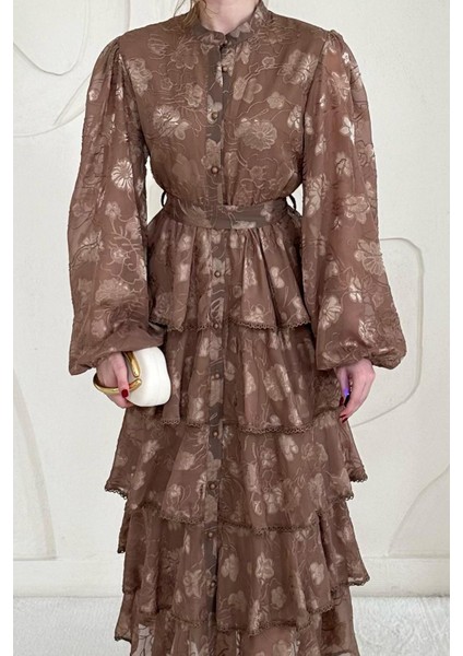 Volanlı Şeritli Kat Kat Elbise fiyatları