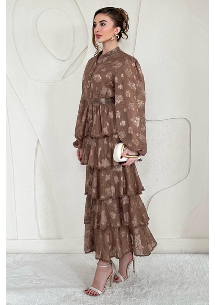 Volanlı Şeritli Kat Kat Elbise modelleri