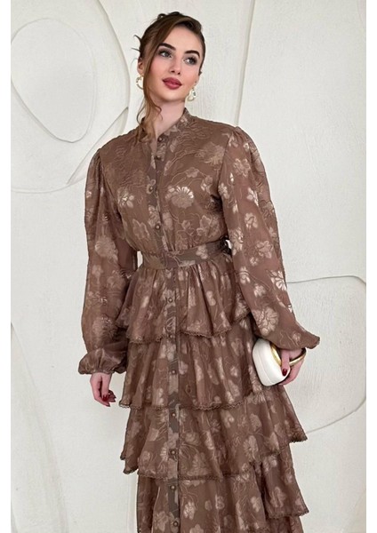 Volanlı Şeritli Kat Kat Elbise fırsatları