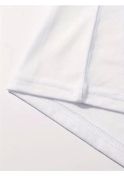 Baskılı Oversize Kahve Desenli Kadın T-Shirt - Beyaz fiyatları