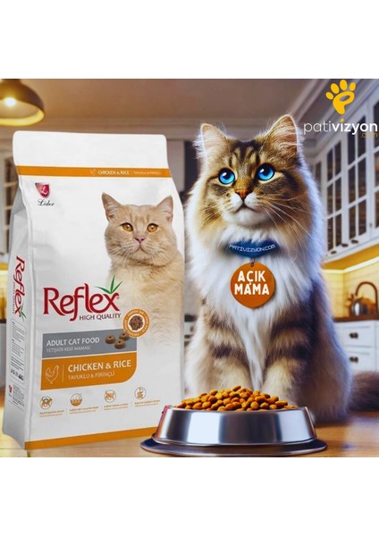 Reflex Tavuklu Pirinçli Yetişkin Kedi Maması 1 kg Açık