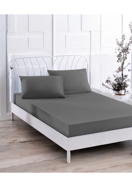 Paint Lastikli Çarşaf Seti Çift Kişilik Purecolor Füme