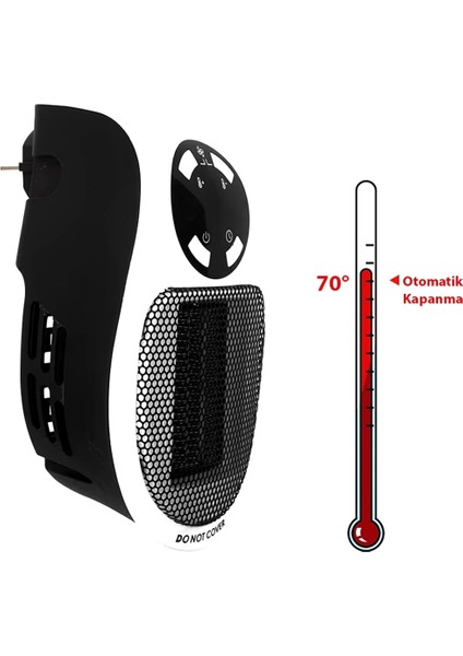 500 Watt Priz Tipi Uzaktan Kumandalı Taşınabilir Isıtıcı (Zamanlayıcı) (OM-1211) (5047) indirimleri