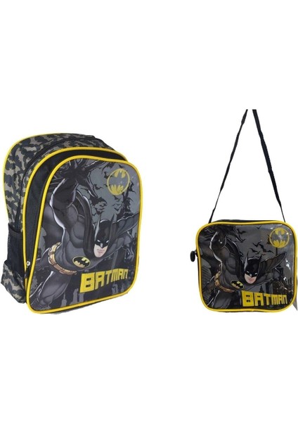 Batman Okul Çantası 2 Gözlü Ve Beslenme Çantası (Ekonomik Seri)