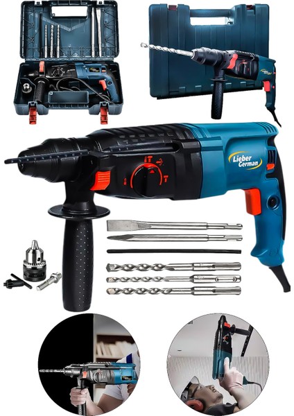1500 Watt 2.28MM Bakır Sargılı 7.0 Joule Kablolu Kırıcı Delici Hilti Matkap +5 Uç Hediye