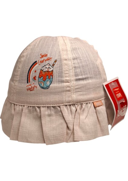 Spteks Kitti 4-8 Yaş Kız Çocuk Pudra Renk Baskı Figürlü Yazlık Maksi Şapka fiyatları