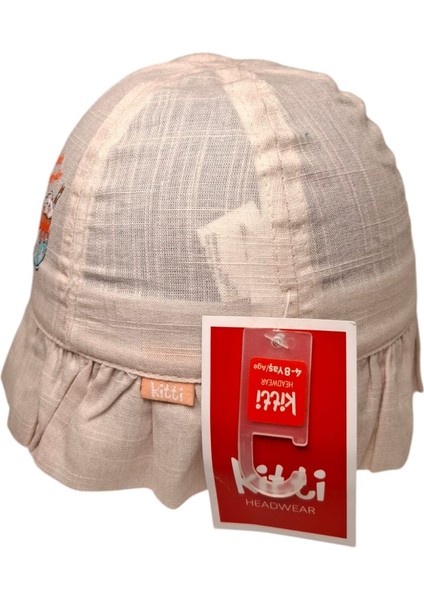 Spteks Kitti 4-8 Yaş Kız Çocuk Pudra Renk Baskı Figürlü Yazlık Maksi Şapka modelleri