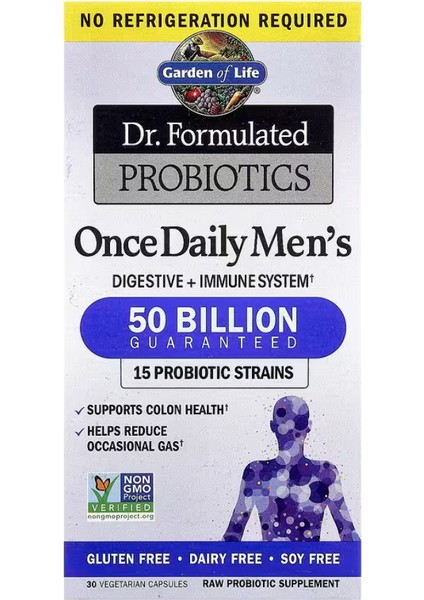 Dr. Formulated Probiotics, Once Daily Men's, 50 Billion, 30 Vegetarian Capsules