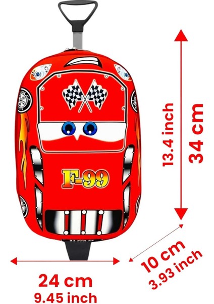 Cars F99 Yarış Arabası Çekçekli Ve Sırt Çantası 2'Li Takım 3d Eva Baskılı Sırt Ve Okul Çantası