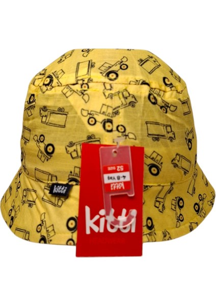 Spteks Kitti 4-8 Yaş Erkek Çocuk Sarı Renk Desenli Yazlık Fötr Şapka