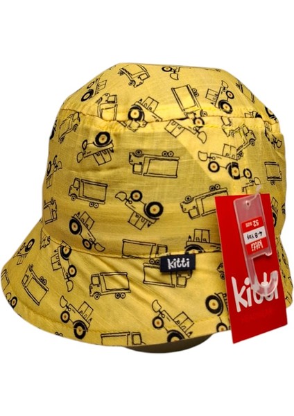 Spteks Kitti 4-8 Yaş Erkek Çocuk Sarı Renk Desenli Yazlık Fötr Şapka