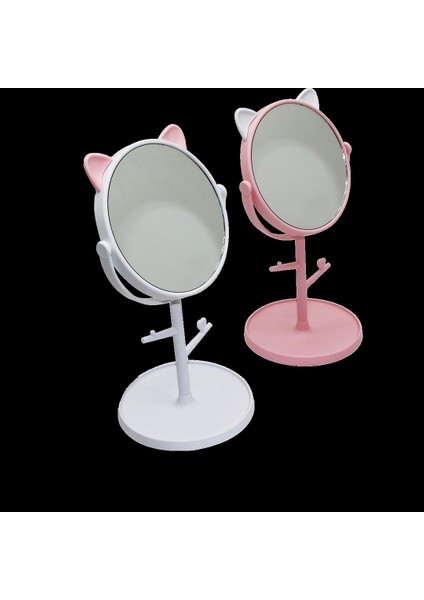 6&amp;quot; - Plastik Yuvarlak - Kulaklı Organizerli - Takı Askılı Makyaj Aynası (5047)