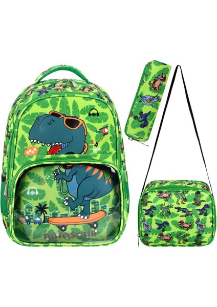 Su Geçirmez Erkek Ilkokul Çantası + Beslenme Çantası + Kalemlik