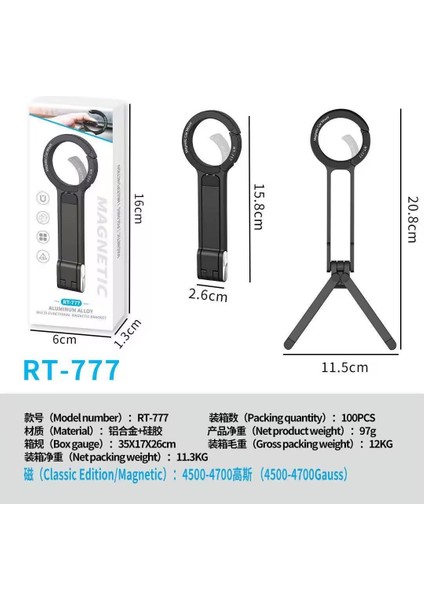 Alaşım Telefon Tripodu Karabina Monte iPhone Taşınabilir Çift Taraflı Manyetik Tripod Masa Montaj Telefon Kolu Tutucu fiyatları