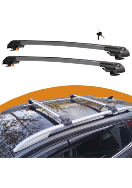 Nissan Qashqai +2 NJ10 (2010-2013) için Araca Özel Kilitlenebilir Ara Atkı / Portbagaj Taşıma Barları 2 Adet Set (Gri)
