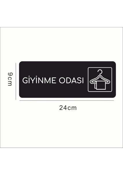 Giyinme Odası - Ofis Departman Kapı Isimliği, Yönlendirme Levhası 24X9 cm Siyah Renk fiyatları