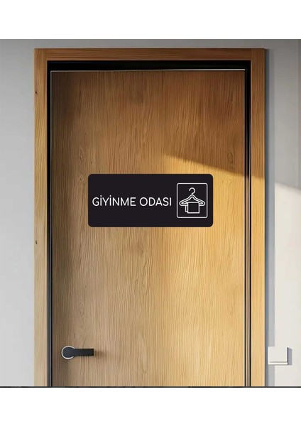 Giyinme Odası - Ofis Departman Kapı Isimliği, Yönlendirme Levhası 24X9 cm Siyah Renk modelleri