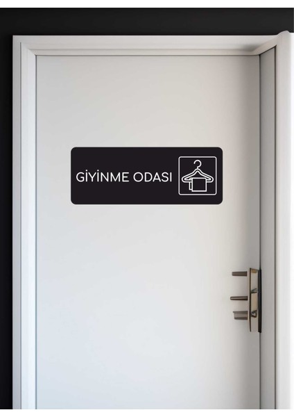Giyinme Odası - Ofis Departman Kapı Isimliği, Yönlendirme Levhası 24X9 cm Siyah Renk fırsatları