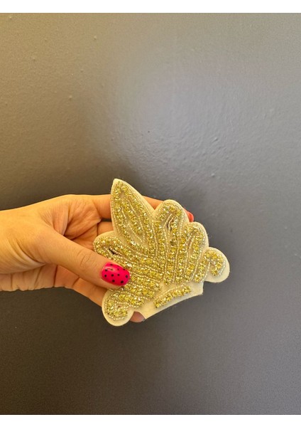 10X9 cm Sarı Zirkon Taş Işleme Aplike Dikiş Aksesuarı