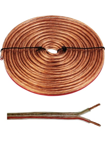 Cg 2x1,5mm Şeffaf 25 Metre Bakır Cu Hoparlör Kablosu