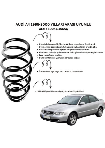 1995-2000 Audi A4 Için Standart Yay ST102005F - 2 Adet Ön Helezon Yay Takımı