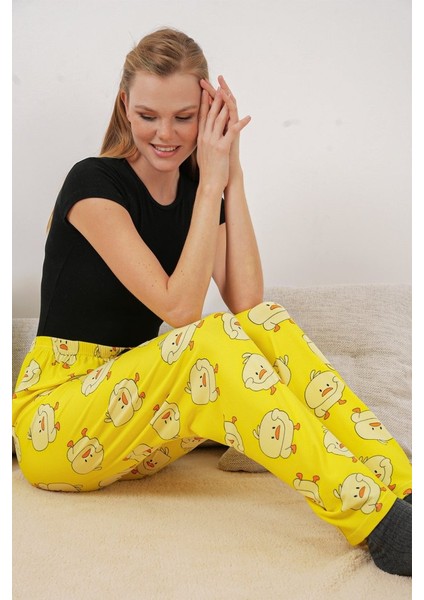 4323 Desenli Pijama Altı - Sarı