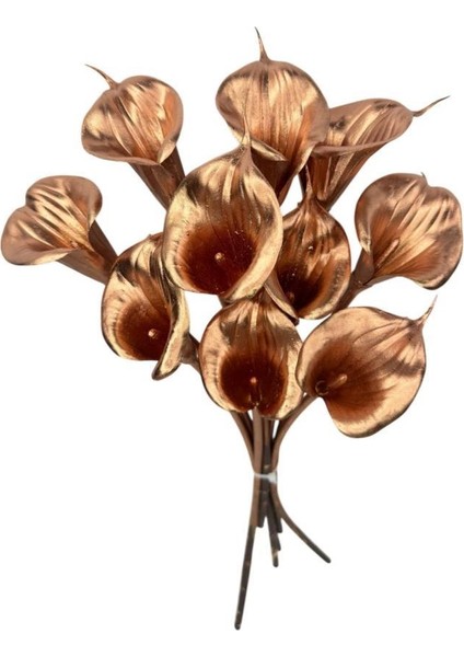 Yapay Çiçek Bronz Renk Gala Eva Malzeme Cala Flower 8li Demet