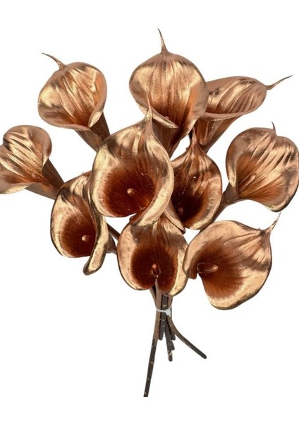 Yapay Çiçek Bronz Renk Gala Eva Malzeme Cala Flower 8li Demet fiyatları