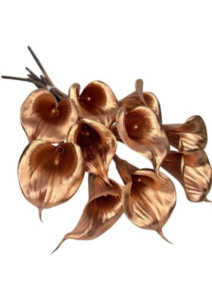 Yapay Çiçek Bronz Renk Gala Eva Malzeme Cala Flower 8li Demet fırsatları