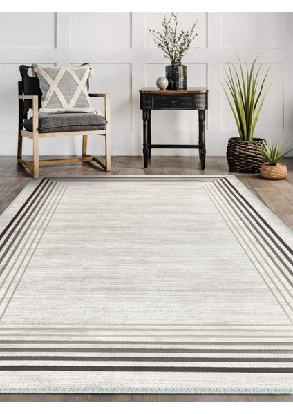 Çizgi Çerçeve Soft Halı, Dokuma Taban Dekoratif Şönil Ks-Dkm-90