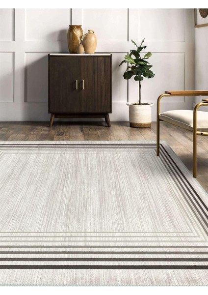 Çizgi Çerçeve Soft Halı, Dokuma Taban Dekoratif Şönil Ks-Dkm-90