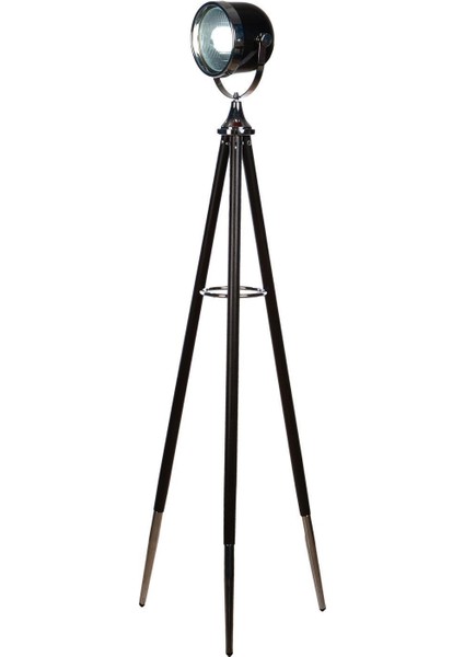 Tripod Ahşap Ayaklı Endüstriyel Tasarım Köşe Aydınlatma Siyah (Ayaklar Siyah)