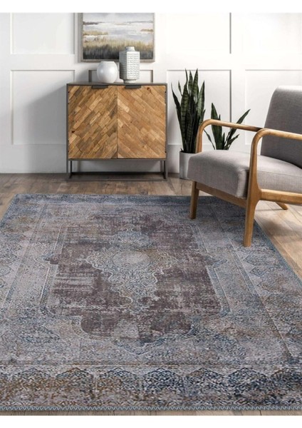 Wintage Eskitme Desenli Halı, Dokuma Taban Dekoratif Şönil Ks-Dkm-10
