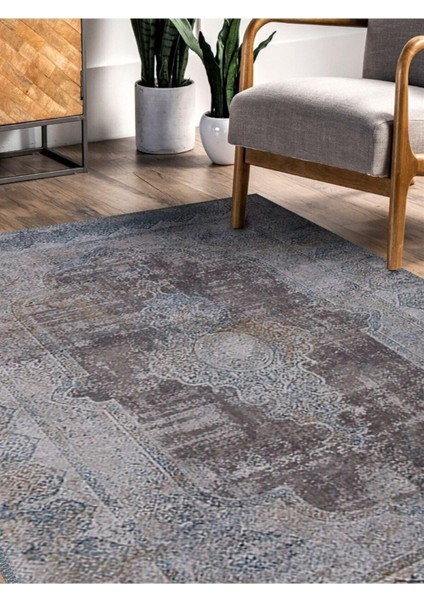 Wintage Eskitme Desenli Halı, Dokuma Taban Dekoratif Şönil Ks-Dkm-10