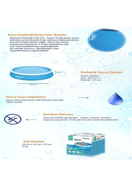 Büyük Şişme Havuz 2.44 M X 61 Cm modelleri