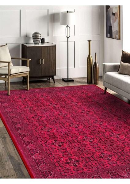Nar Çiçeği Rengi, Dokuma Taban Halı Kilim Desen Dekoratif Şönil