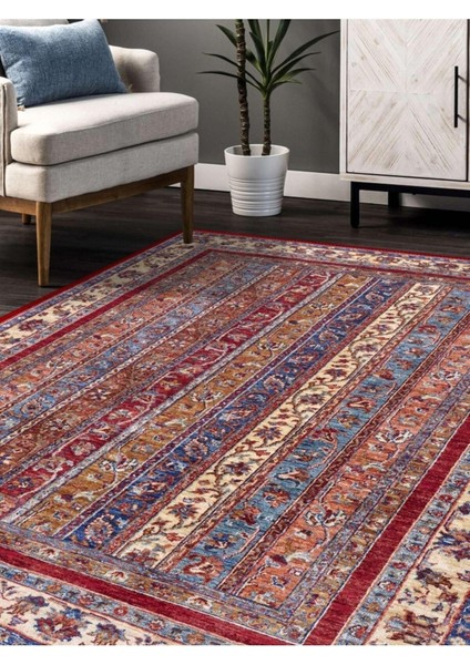 Renkli Kilim Desenli Halı, Dokuma Taban Dekoratif Şönil KS-DKM-110