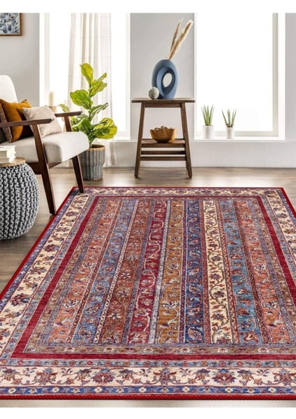 Renkli Kilim Desenli Halı, Dokuma Taban Dekoratif Şönil KS-DKM-110